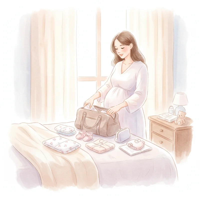 Pregnant woman writing in pregnancy checklist and journal