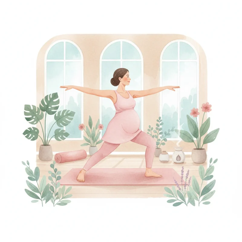 Pregnant woman doing gentle yoga exercise