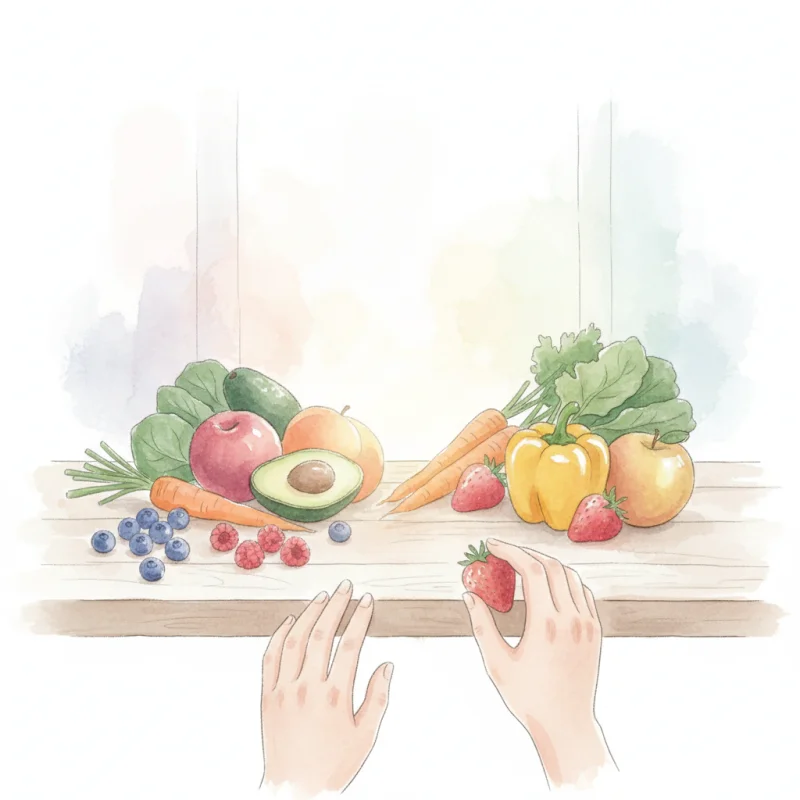 Healthy pregnant woman eating nutritious food